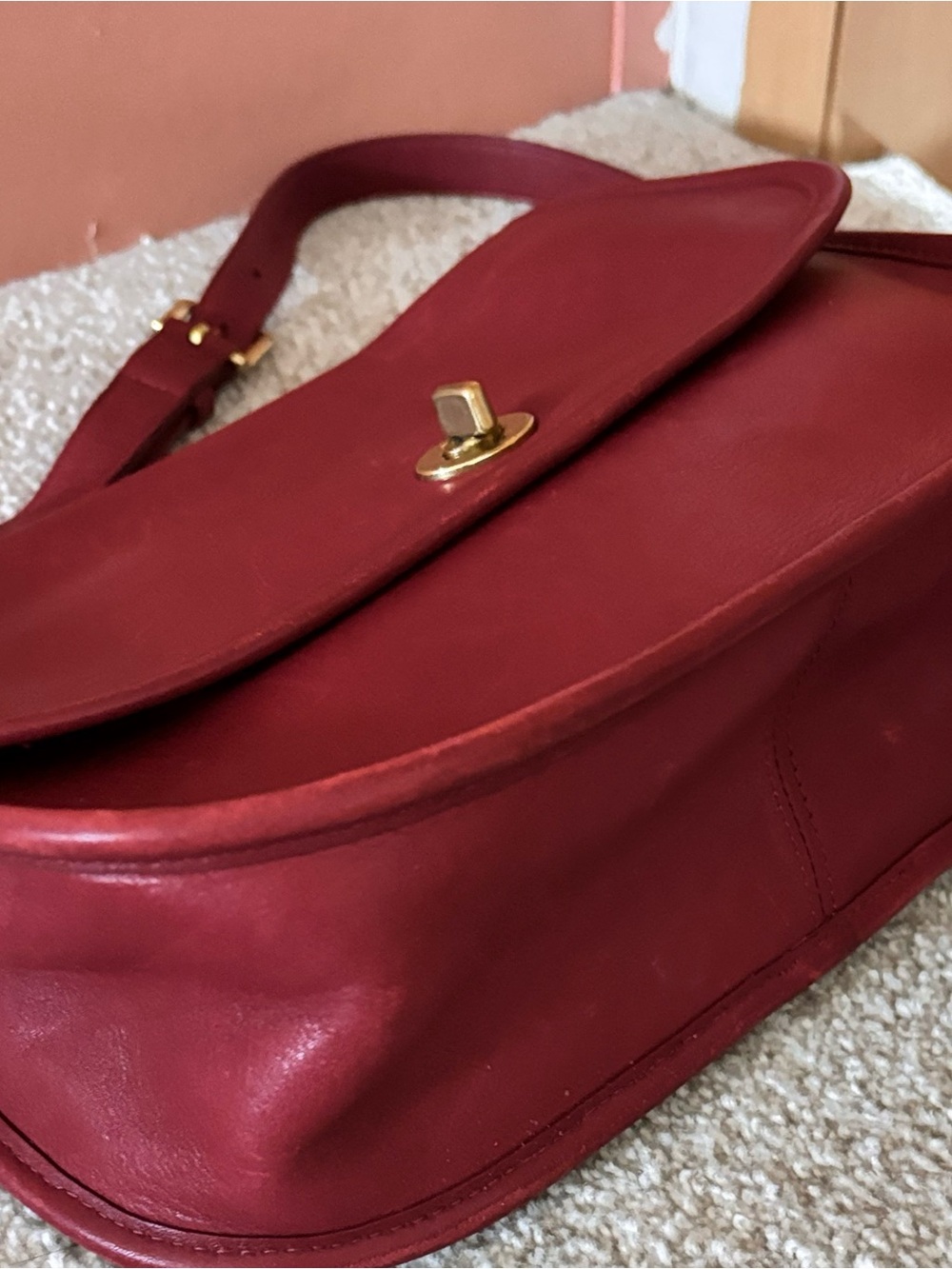 Vintage Coach 9790 Red City Crossbody Bag Nickel Turn Lock - Picture 12 of 16